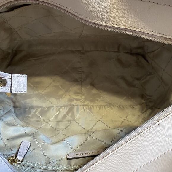 Michael Kors Jet Set Shoulder Tote Bag Powder Blush Pink Leather Large Chain - Picture 15 of 16